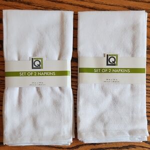 2× Living Quarters Set of 2 White Cloth Napkins (4 Napkins Total)